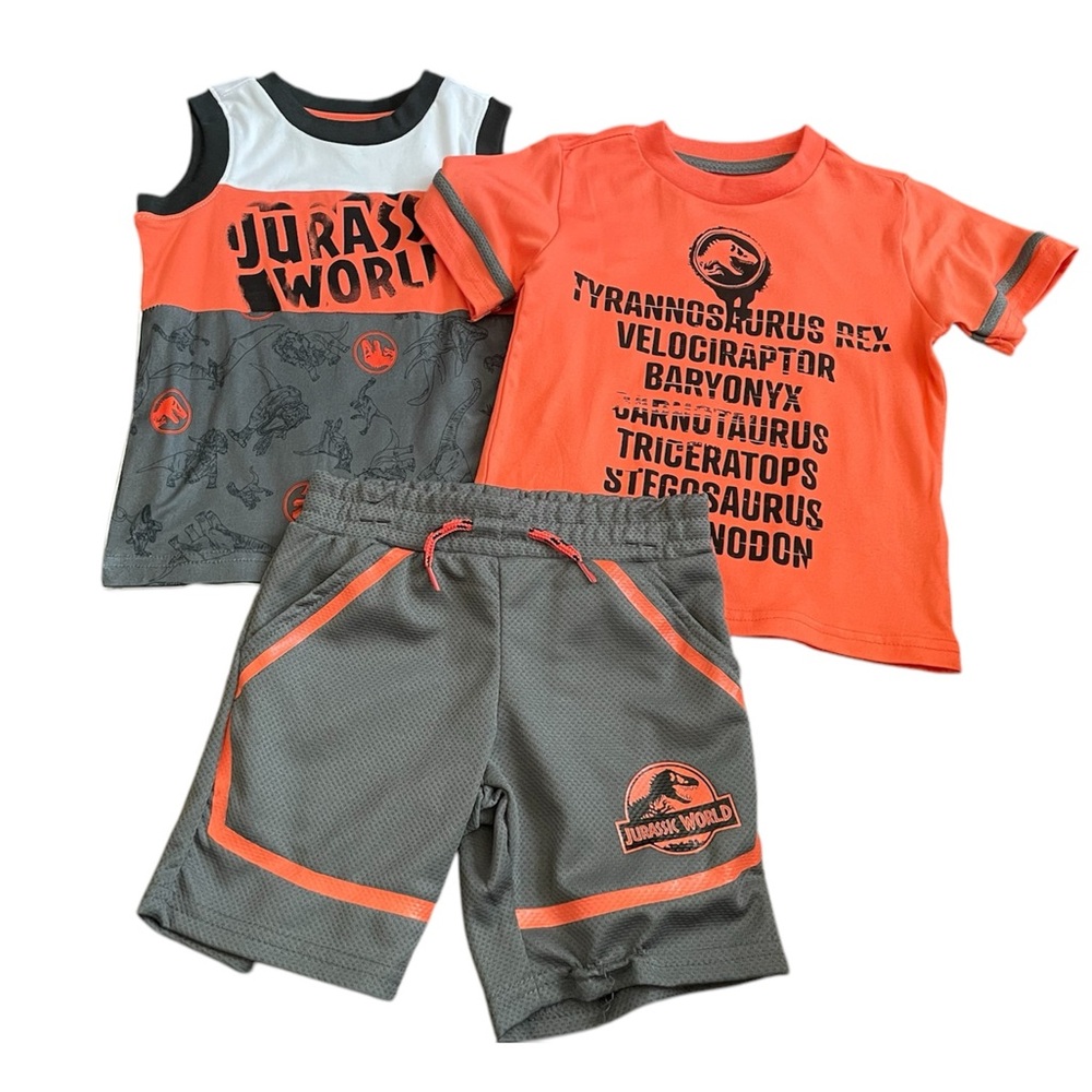 Jurassic World Toddler Boy Dinosaur Matching 3 Piece Athletic Outfit Set NWOT